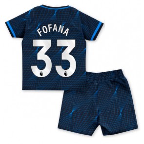 Chelsea Wesley Fofana #33 Dětské Venkovní dres komplet 2023-24 Krátký Rukáv (+ trenýrky)